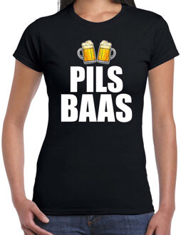 Bellatio Decorations Drank t-shirt pils baas zwart voor dames - Drank / bier fun t-shirt 2XL