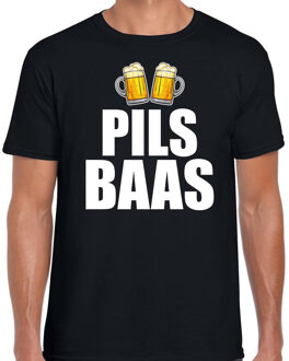 Bellatio Decorations Drank t-shirt pils baas zwart voor heren - Drank / bier fun t-shirt