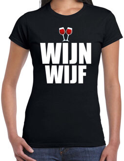 Bellatio Decorations Drank t-shirt wijn wijf zwart voor dames - Drank / wijn t-shirt 2XL