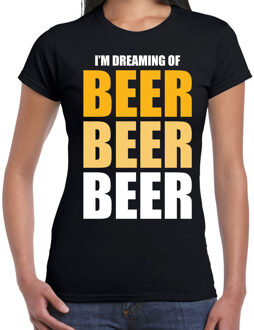 Bellatio Decorations Dreaming of beer drank fun t-shirt zwart voor dames XS