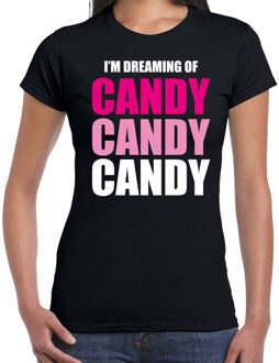 Bellatio Decorations Dreaming of candy fun t-shirt zwart voor dames