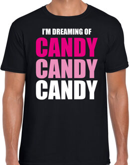 Bellatio Decorations Dreaming of candy - funny tekst t-shirt - zwart - voor heren - snoepen 2XL