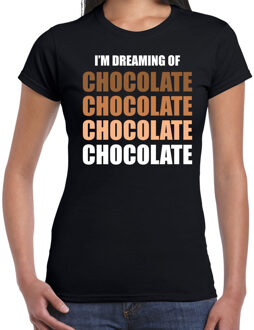 Bellatio Decorations Dreaming of chocolate fun t-shirt zwart voor dames XS