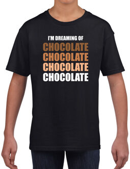 Bellatio Decorations Dreaming of chocolate fun t-shirt zwart voor kinderen 110-116 (XS)