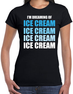 Bellatio Decorations Dreaming of ice cream fun t-shirt zwart voor dames XS