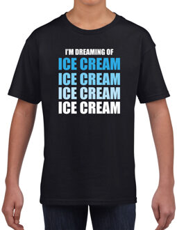 Bellatio Decorations Dreaming of ice cream fun t-shirt zwart voor kinderen 110-116 (XS)