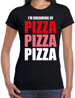 Bellatio Decorations Dreaming of pizza fun t-shirt zwart voor dames 2XL