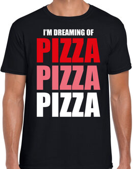 Bellatio Decorations Dreaming of pizza fun t-shirt zwart voor heren 2XL