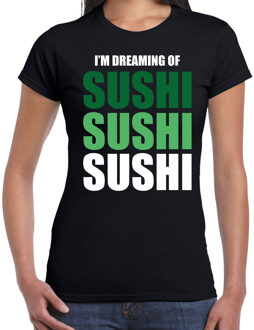 Bellatio Decorations Dreaming of sushi fun t-shirt zwart voor dames L