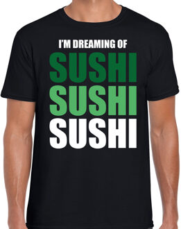 Bellatio Decorations Dreaming of sushi fun t-shirt zwart voor heren 2XL