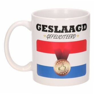 Bellatio Decorations Drink/koffie mok gefeliciteerd geslaagd 300 ml