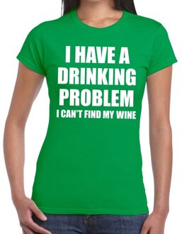 Bellatio Decorations Drinking problem wine tekst t-shirt groen dames XS