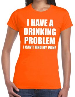 Bellatio Decorations Drinking problem wine tekst t-shirt oranje dames XS