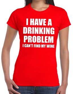 Bellatio Decorations Drinking problem wine tekst t-shirt rood dames XS