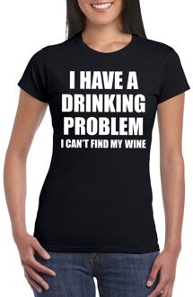 Bellatio Decorations Drinking problem wine tekst t-shirt zwart dames XS