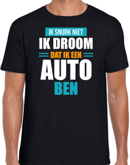 Bellatio Decorations Droom dat ik auto ben fun tekst pyjama shirt zwart voor heren - Grappig slaapshirt / slaap kleding 2XL