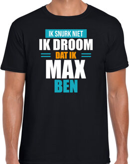 Bellatio Decorations Droom dat ik Max ben fun tekst pyjama shirt zwart voor heren - Grappig slaapshirt / slaap kleding 2XL