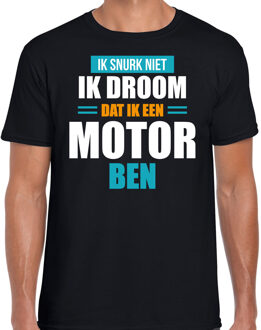 Bellatio Decorations Droom dat ik motor ben fun tekst pyjama shirt zwart voor heren - Grappig slaapshirt / slaap kleding 2XL