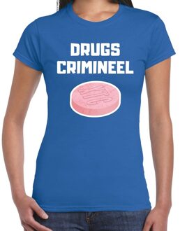 Bellatio Decorations Drugs crimineel verkleed t-shirt blauw voor dames 2XL