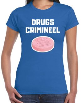 Bellatio Decorations Drugs crimineel verkleed t-shirt blauw voor dames