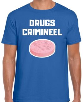 Bellatio Decorations Drugs crimineel verkleed t-shirt blauw voor heren 2XL