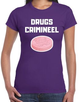 Bellatio Decorations Drugs crimineel verkleed t-shirt paars voor dames 2XL