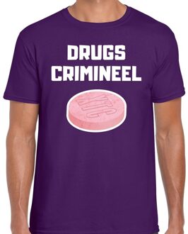 Bellatio Decorations Drugs crimineel verkleed t-shirt paars voor heren 2XL