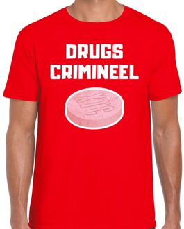 Bellatio Decorations Drugs crimineel verkleed t-shirt rood voor heren 2XL