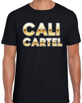 Bellatio Decorations Drugscartel Cali Cartel tekst t-shirt zwart / goud voor heren 2XL