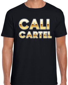 Bellatio Decorations Drugscartel Cali Cartel tekst t-shirt zwart / goud voor heren