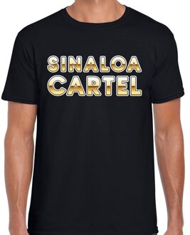 Bellatio Decorations Drugscartel Sinaloa Cartel tekst t-shirt zwart en goud heren 2XL