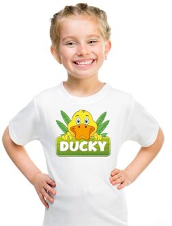 Bellatio Decorations Ducky de eend t-shirt wit voor kinderen - unisex - eenden shirt L (146-152)