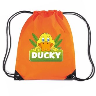 Bellatio Decorations Ducky het eendje trekkoord rugzak / gymtas oranje voor kinderen - Gymtasje - zwemtasje