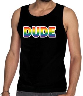 Bellatio Decorations Dude gay pride tanktop/mouwloos shirt zwart heren 2XL