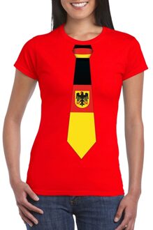Bellatio Decorations Duits thema shirt - Rood t-shirt - met Duitsland vlag stropdas - dames - supporters