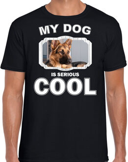 Bellatio Decorations Duitse herder honden t-shirt my dog is serious cool zwart - heren - Duitse herders liefhebber cadeau shirt 2XL