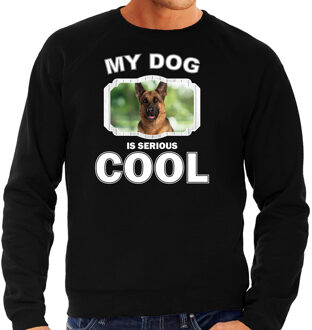 Bellatio Decorations Duitse herder honden trui / sweater my dog is serious cool zwart - heren - Duitse herders liefhebber cadeau sweaters 2XL