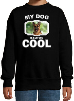 Bellatio Decorations Duitse herder honden trui / sweater my dog is serious cool zwart - kinderen - Duitse herders liefhebber cadeau sweaters 12-13 jaar (152/164)