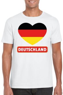 Bellatio Decorations Duitse vlag in hartje shirt wit heren
