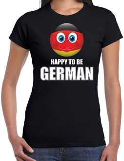 Bellatio Decorations Duitsland emoticon Happy to be German landen t-shirt zwart dames 2XL