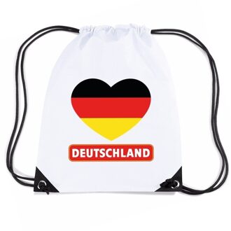 Bellatio Decorations Duitsland hart vlag nylon rugzak wit