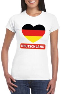 Bellatio Decorations Duitsland hart vlag t-shirt wit dames 2XL