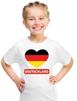 Bellatio Decorations Duitsland kinder t-shirt met duitse vlag in hart wit jongens en meisjes l (146-152)