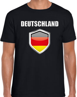 Bellatio Decorations Duitsland landen supporter t-shirt met Duitse vlag schild zwart heren