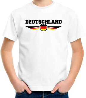 Bellatio Decorations Duitsland landen t-shirt met Duitse vlag - wit - kids - landen shirt / kleding - EK / WK / Olympische spelen outfit L (146-152)