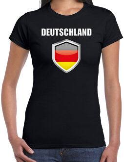 Bellatio Decorations Duitsland landen t-shirt zwart dames - Duitse landen shirt / kleding - EK / WK / Olympische spelen Deutschland outfit XS