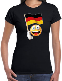 Bellatio Decorations Duitsland supporter / fan emoticon t-shirt zwart voor dames 2XL