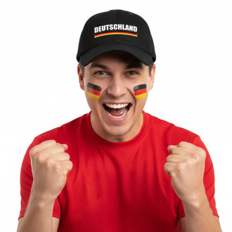 Bellatio Decorations Duitsland supporters set - baseballcap zwart - met vlag schminkstift - volwassenen - landen