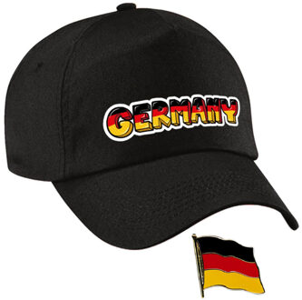 Bellatio Decorations Duitsland supporters setje - baseballcap print zwart - colbert pin broche vlag - volwassenen