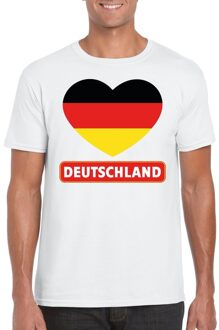 Bellatio Decorations Duitsland t-shirt met duitse vlag in hart wit heren 2xl